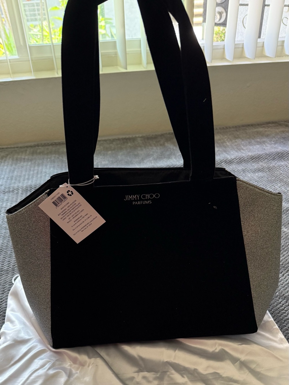 Jimmy Choo Parfums Black Tote with Silver Side Panels